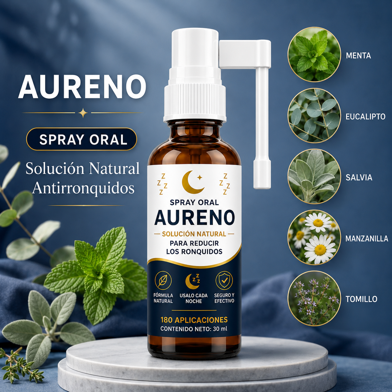 Aureno™ | Spray Natural para Reducir los Ronquidos